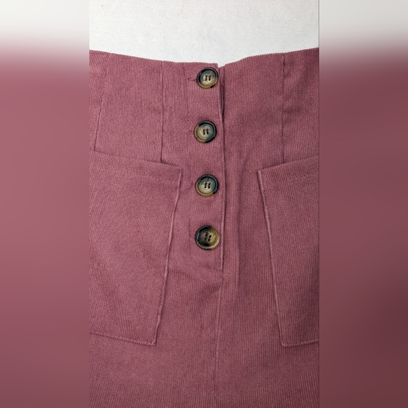 Ganji LA pink corduroy A-line button down mini skirt‎ size small, twee retro 70s - Picture 3 of 10